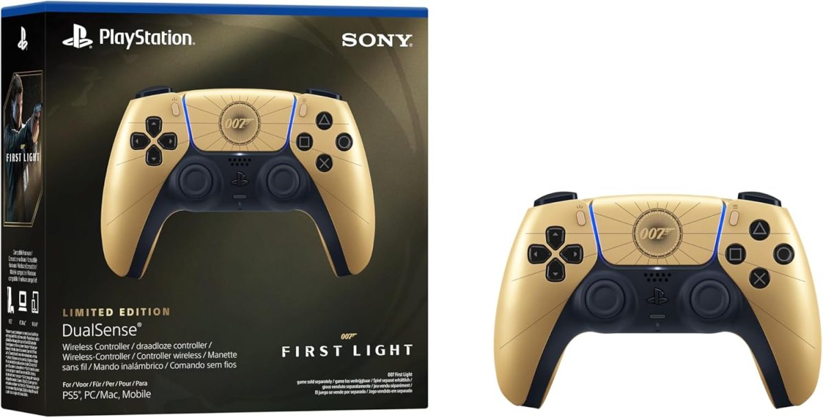 Manette sans fil Sony DualSense en Édition limitee 007 First Light Or et Noir (PS5)